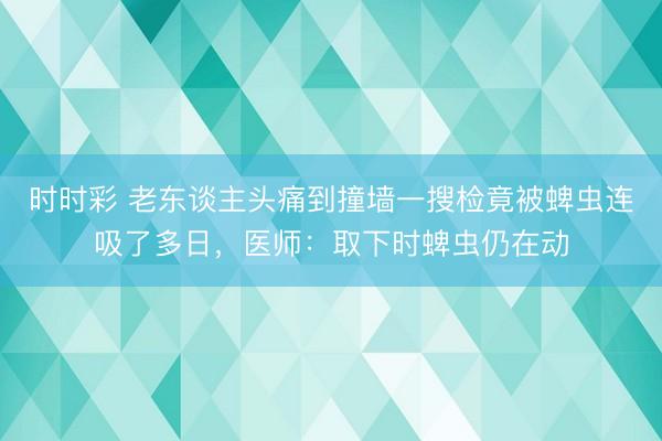 時時彩 老東談主頭痛到撞墻一搜檢竟被蜱蟲連吸了多日，醫師：取下時蜱蟲仍在動
