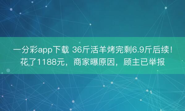 一分彩app下載 36斤活羊烤完剩6.9斤后續！花了1188元，商家曝原因，顧主已舉報